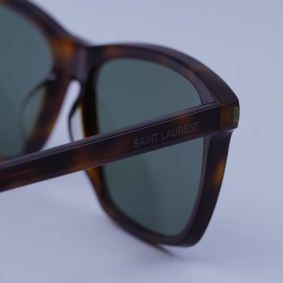 Saint Laurent SL339 003 Sunglasses Havana Rectangle Frame, Green Lenses - Picture 2 of 9